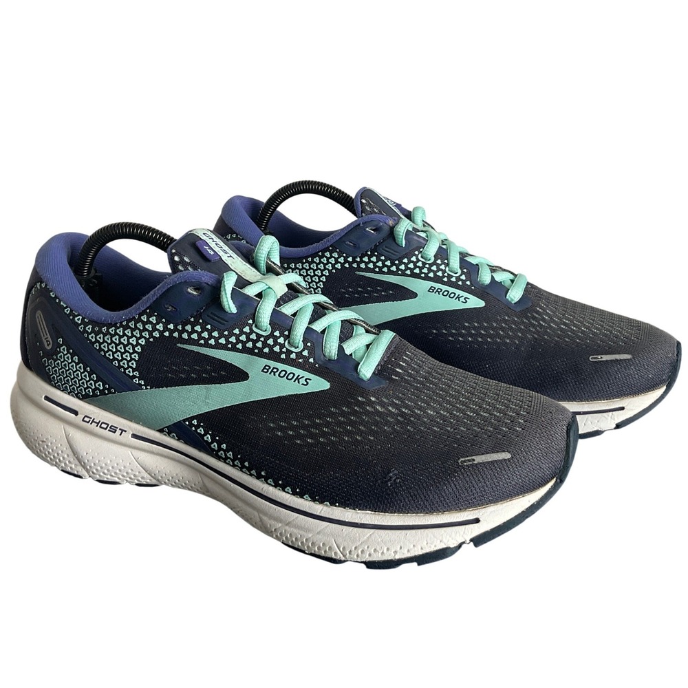 Brooks Ghost 14 Womens Running Shoes Navy Blue Mint 1203561B406 Size 11 B